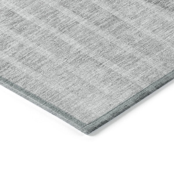 8' X 10' Gray Silver And Ivory Striped Washable Indoor Outdoor Area Rug