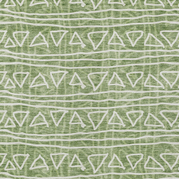 5' X 8' Green And Ivory Geometric Washable Indoor Outdoor Area Rug