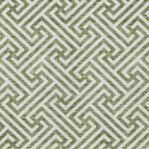 8' X 10' Green And Beige Geometric Washable Indoor Outdoor Area Rug
