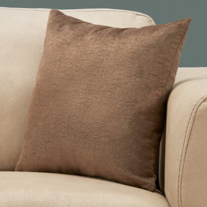 18" X 18" Brown Velvet Polyester Mosaic Zippered Pillow