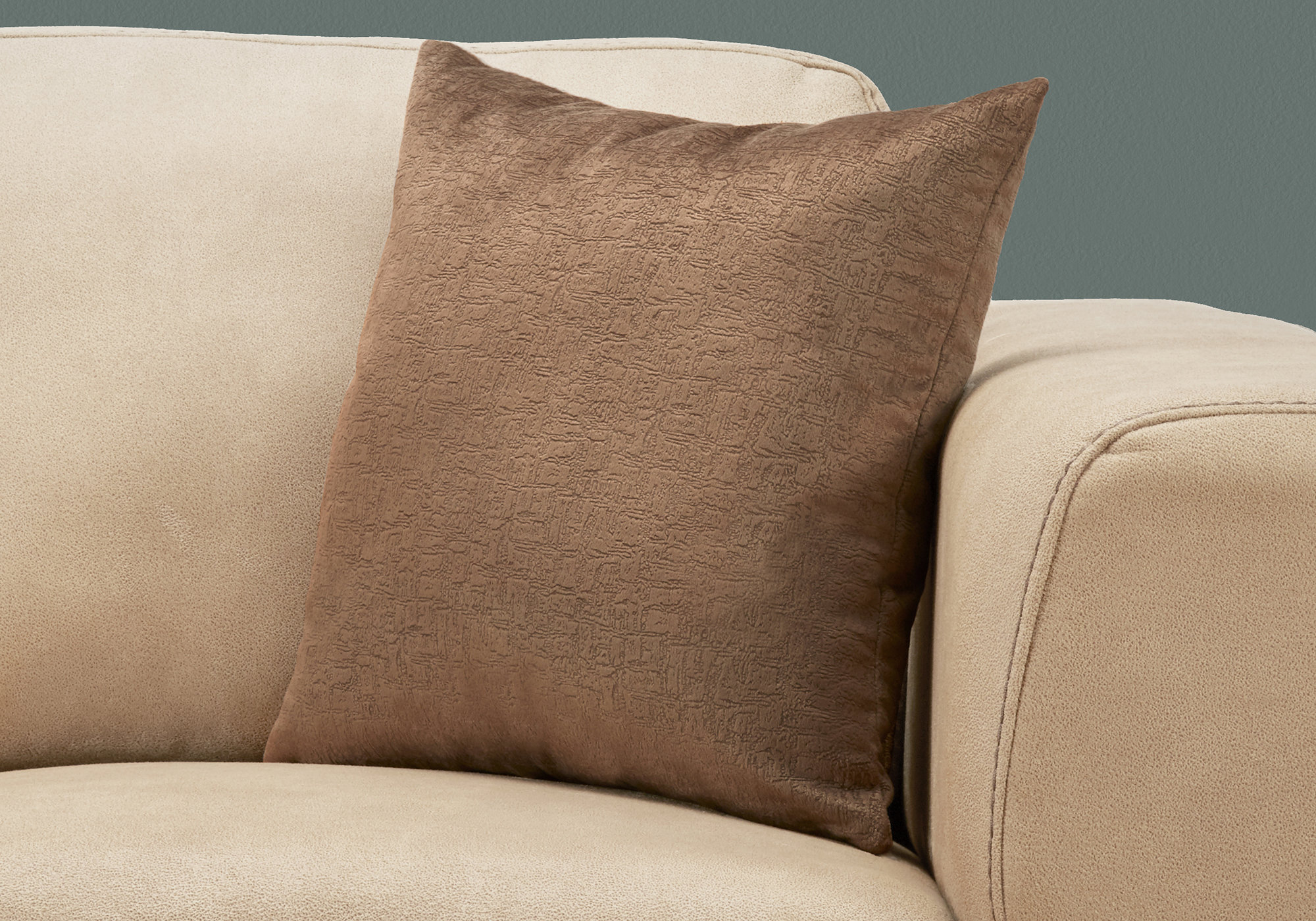 18" X 18" Brown Velvet Polyester Mosaic Zippered Pillow - Image 2