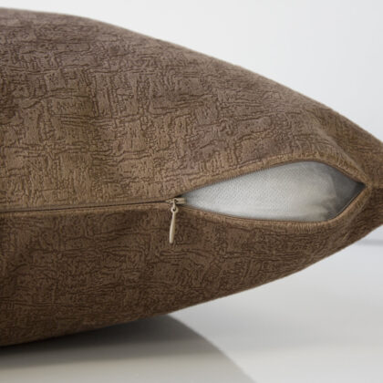 18" X 18" Brown Velvet Polyester Mosaic Zippered Pillow