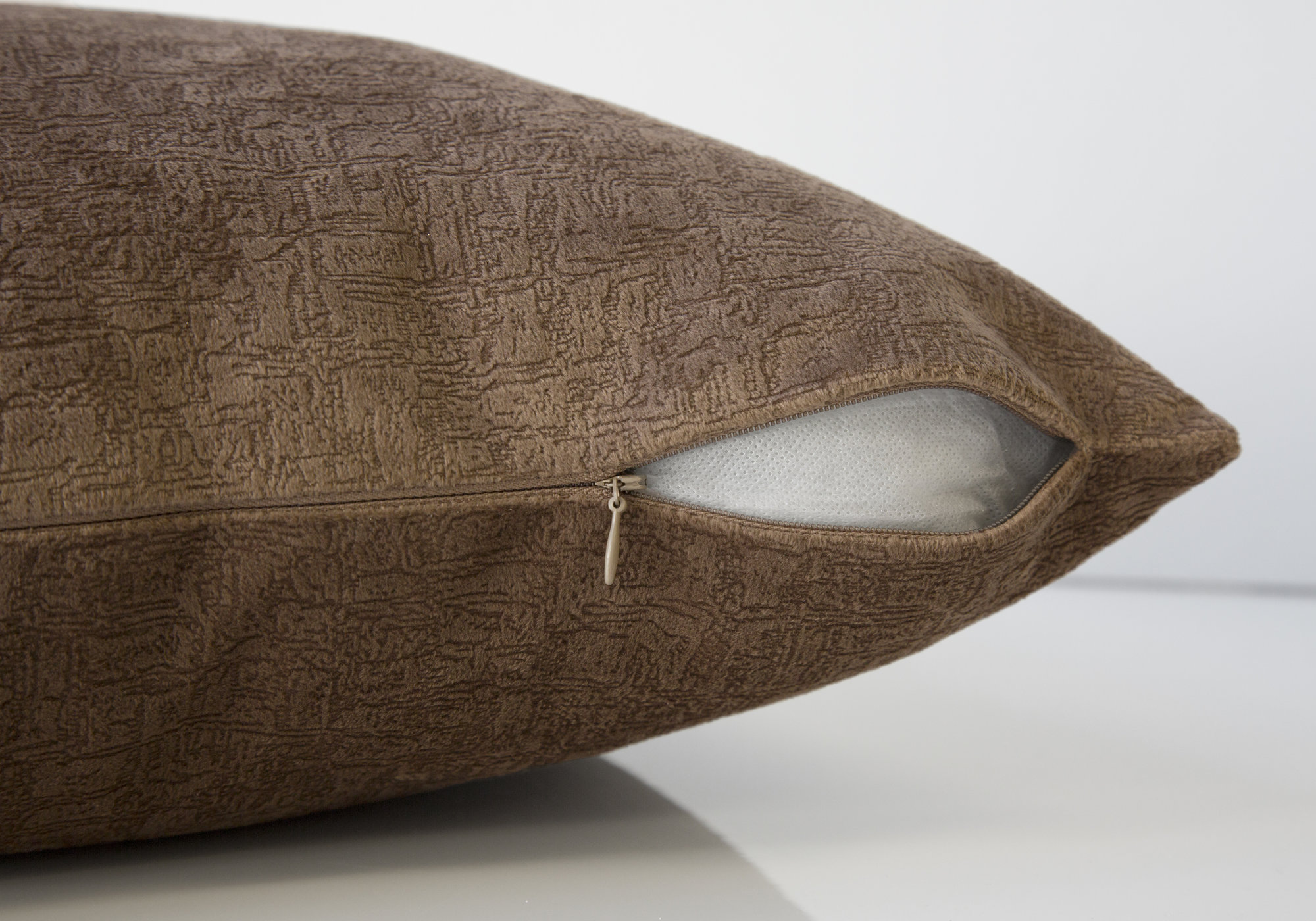 18" X 18" Brown Velvet Polyester Mosaic Zippered Pillow - Image 4