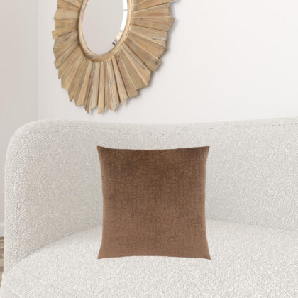 18" X 18" Brown Velvet Polyester Mosaic Zippered Pillow