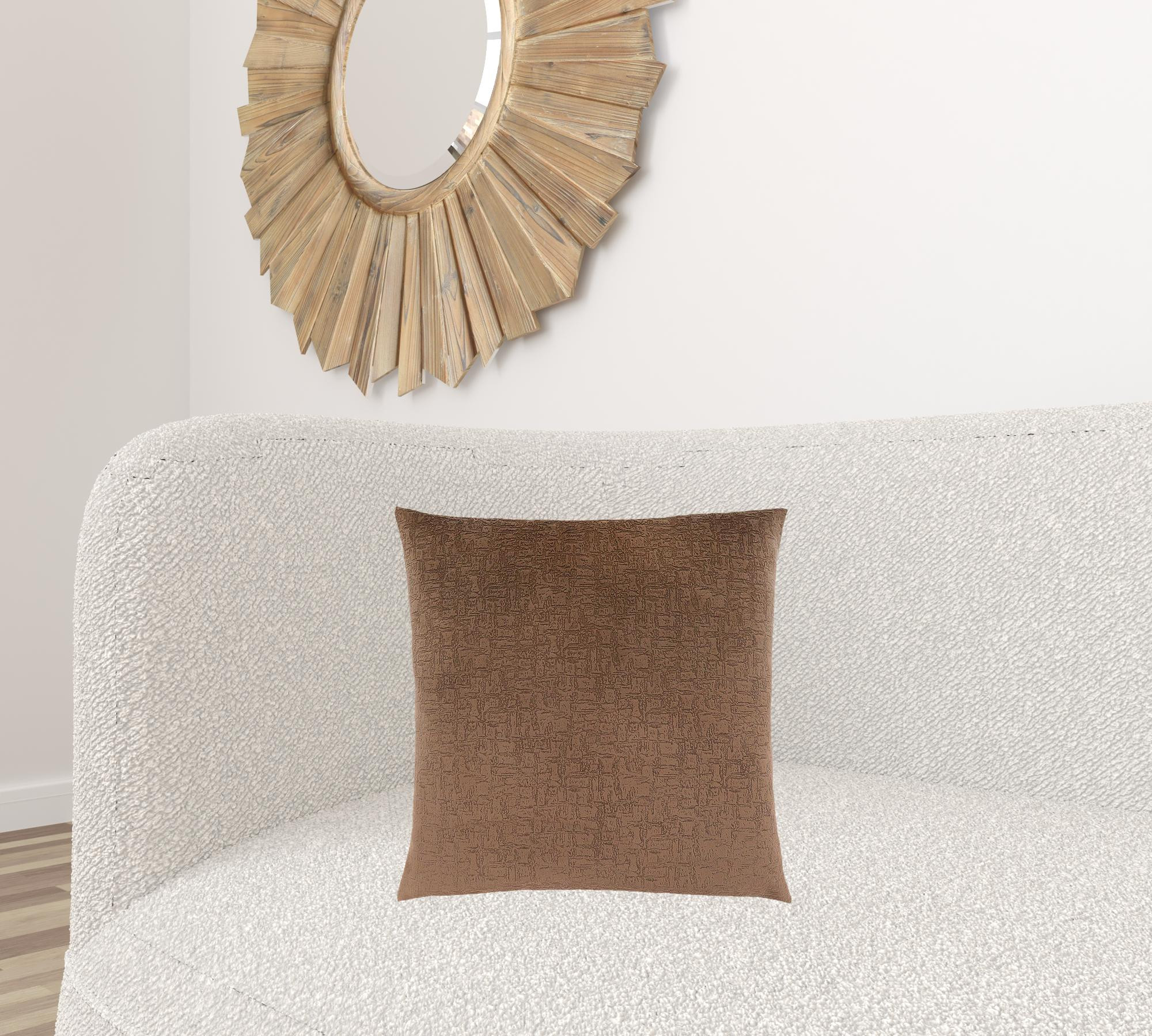 18" X 18" Brown Velvet Polyester Mosaic Zippered Pillow - Image 5