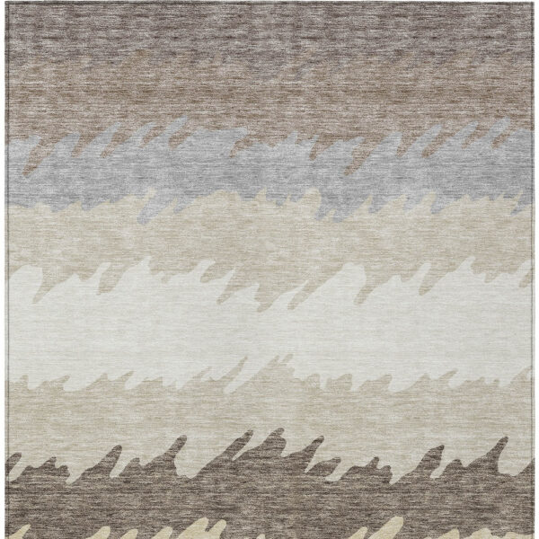 3' X 5' Taupe Brown And Gray Striped Washable Indoor Outdoor Area Rug