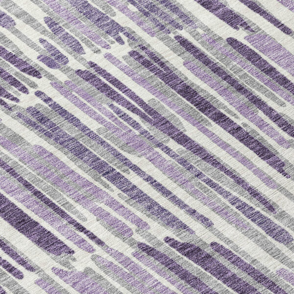 8' Purple Ivory And Lavender Round Abstract Washable Indoor Outdoor Area Rug