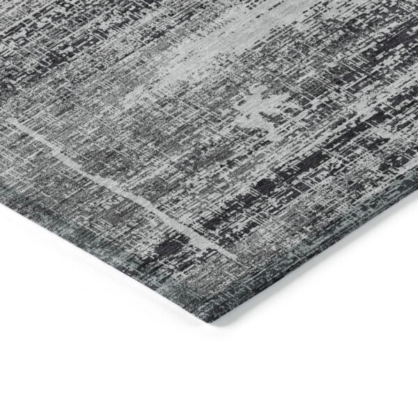 5' X 8' Black Gray And Charcoal Abstract Washable Indoor Outdoor Area Rug