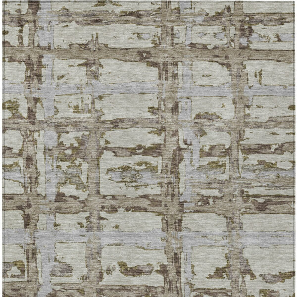8' X 10' Taupe Gray And Brown Striped Washable Indoor Outdoor Area Rug