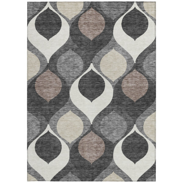 3' X 5' Gray Beige And Taupe Ogee Washable Indoor Outdoor Area Rug