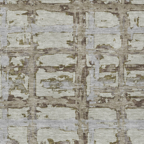 8' X 10' Taupe Gray And Brown Striped Washable Indoor Outdoor Area Rug