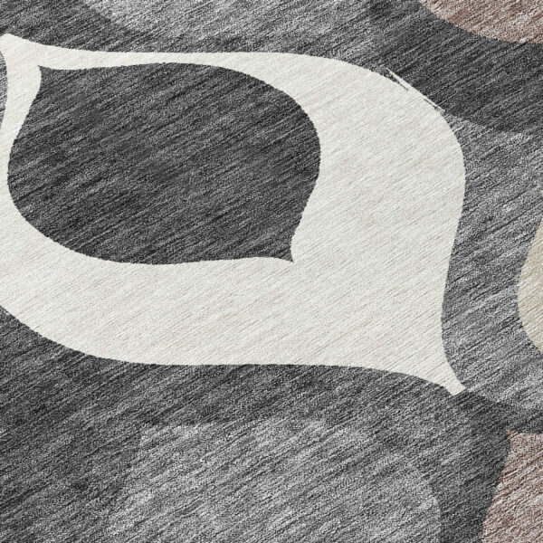3' X 5' Gray Beige And Taupe Ogee Washable Indoor Outdoor Area Rug