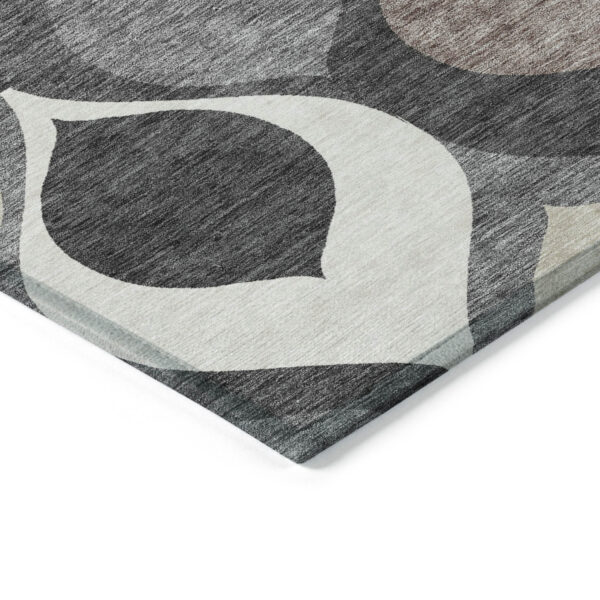 3' X 5' Gray Beige And Taupe Ogee Washable Indoor Outdoor Area Rug