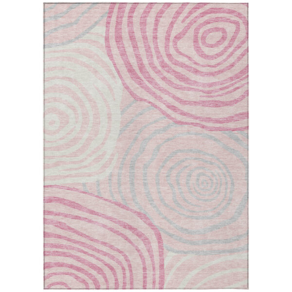 5' X 8' Pink Ivory And Gray Abstract Washable Indoor Outdoor Area Rug