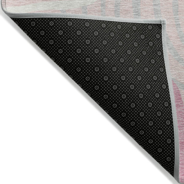 5' X 8' Pink Ivory And Gray Abstract Washable Indoor Outdoor Area Rug