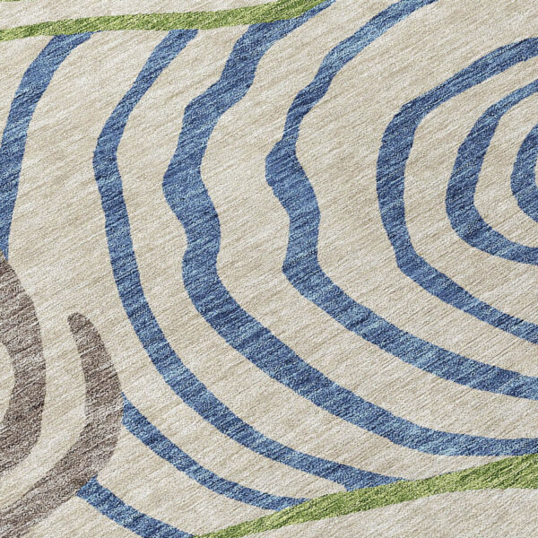 8' X 10' Beige Taupe And Green Abstract Washable Indoor Outdoor Area Rug