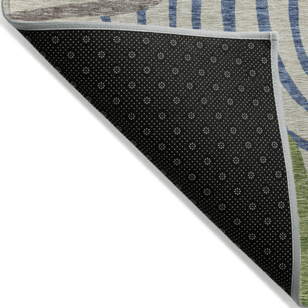 8' X 10' Beige Taupe And Green Abstract Washable Indoor Outdoor Area Rug