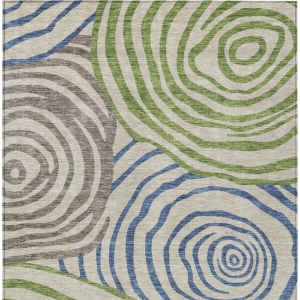 8' X 10' Beige Taupe And Green Abstract Washable Indoor Outdoor Area Rug