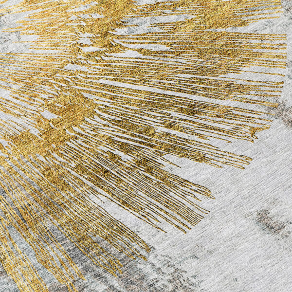 10' X 14' Gold Beige And Ivory Abstract Washable Indoor Outdoor Area Rug