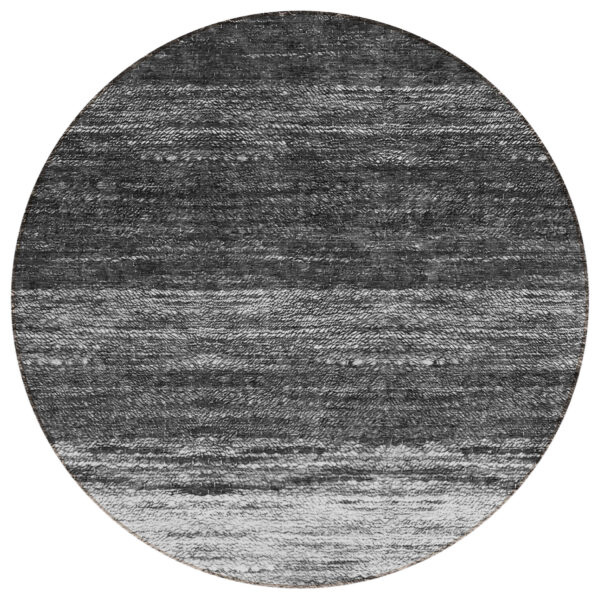 8' Gray Silver And Ivory Round Ombre Washable Indoor Outdoor Area Rug