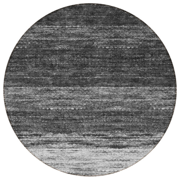 8' Gray Silver And Ivory Round Ombre Washable Indoor Outdoor Area Rug