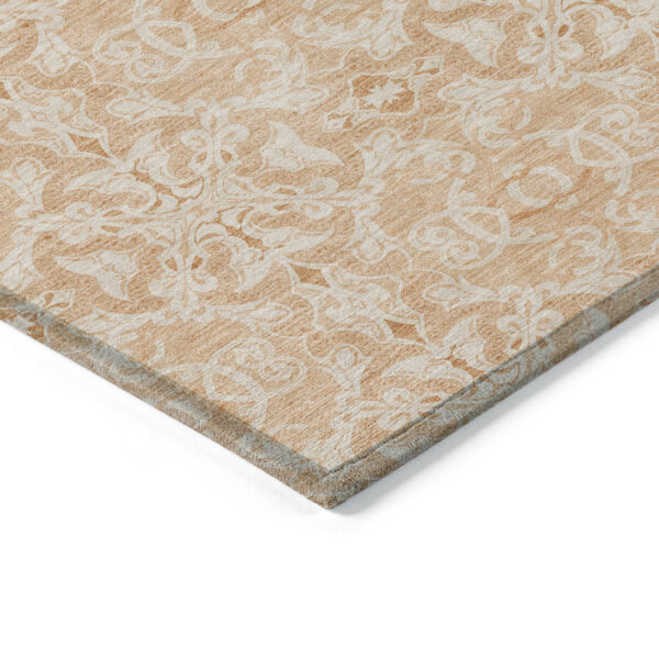 9' X 12' Salmon And Beige Medallion Washable Indoor Outdoor Area Rug
