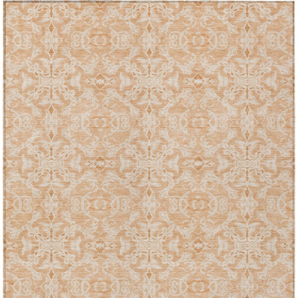 9' X 12' Salmon And Beige Medallion Washable Indoor Outdoor Area Rug