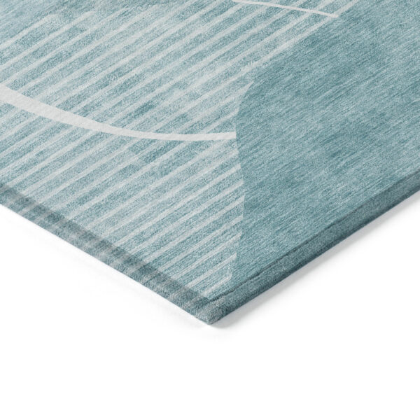 9' X 12' Turquoise Teal Blue And Ivory Abstract Washable Indoor Outdoor Area Rug