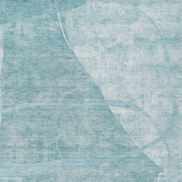 9' X 12' Turquoise Teal Blue And Ivory Abstract Washable Indoor Outdoor Area Rug