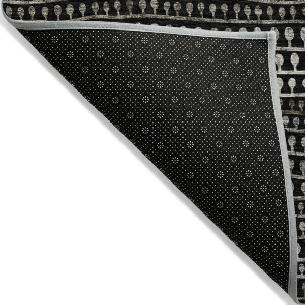 9' X 12' Taupe Charcoal And Gray Striped Washable Indoor Outdoor Area Rug