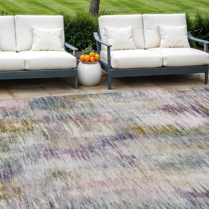 8' X 10' Plum Purple And Ivory Abstract Washable Indoor Outdoor Area Rug