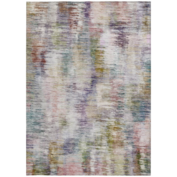 8' X 10' Plum Purple And Ivory Abstract Washable Indoor Outdoor Area Rug