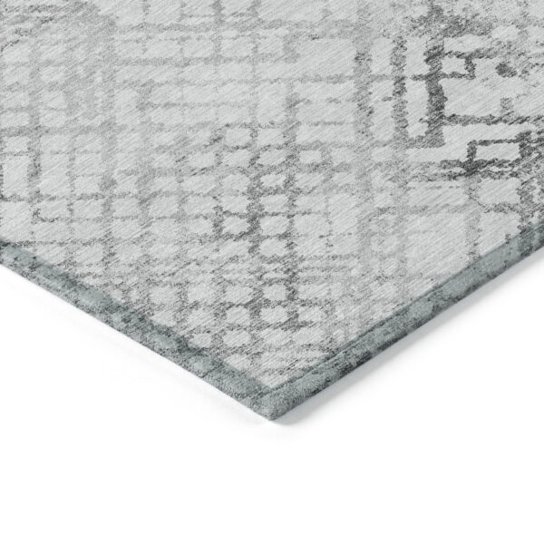 10' X 14' Gray Charcoal And Silver Geometric Washable Indoor Outdoor Area Rug