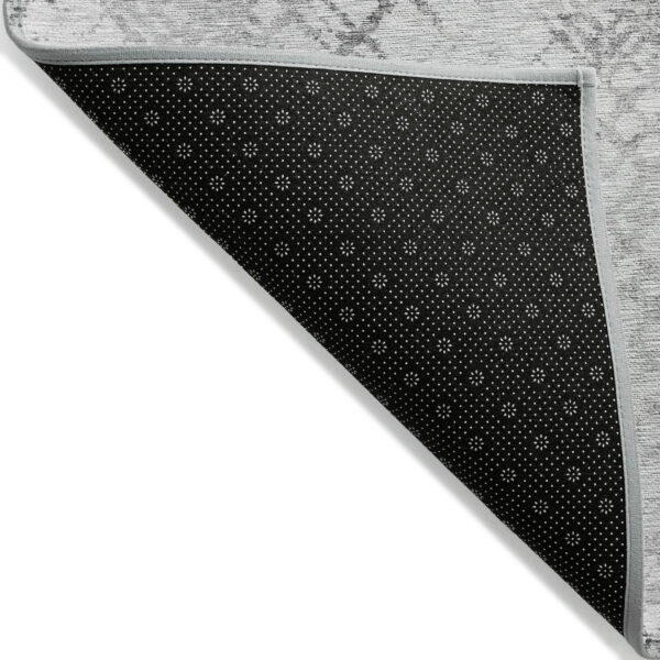 10' X 14' Gray Charcoal And Silver Geometric Washable Indoor Outdoor Area Rug