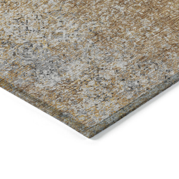 9' X 12' Terra Cotta Silver And Charcoal Oriental Washable Indoor Outdoor Area Rug
