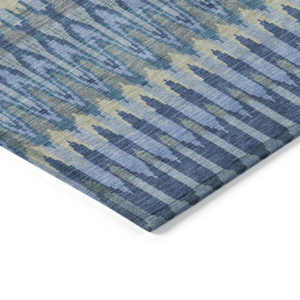 8' X 10' Denim Blue And Sky Blue Southwestern Washable Indoor Outdoor Area Rug