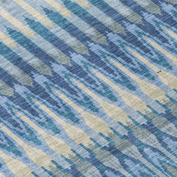 8' X 10' Denim Blue And Sky Blue Southwestern Washable Indoor Outdoor Area Rug