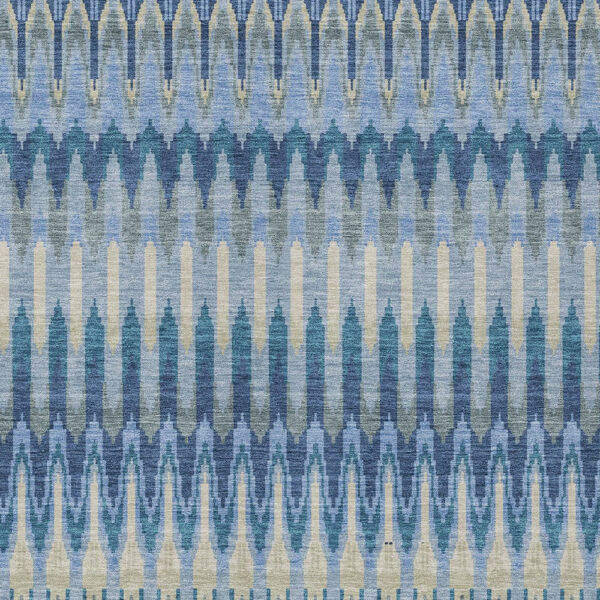 8' X 10' Denim Blue And Sky Blue Southwestern Washable Indoor Outdoor Area Rug