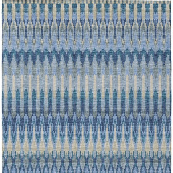 8' X 10' Denim Blue And Sky Blue Southwestern Washable Indoor Outdoor Area Rug