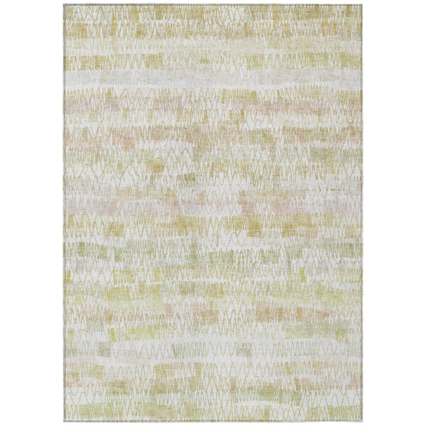 3' X 5' Gold Beige And Tan Striped Washable Indoor Outdoor Area Rug
