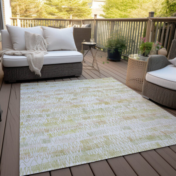 3' X 5' Gold Beige And Tan Striped Washable Indoor Outdoor Area Rug