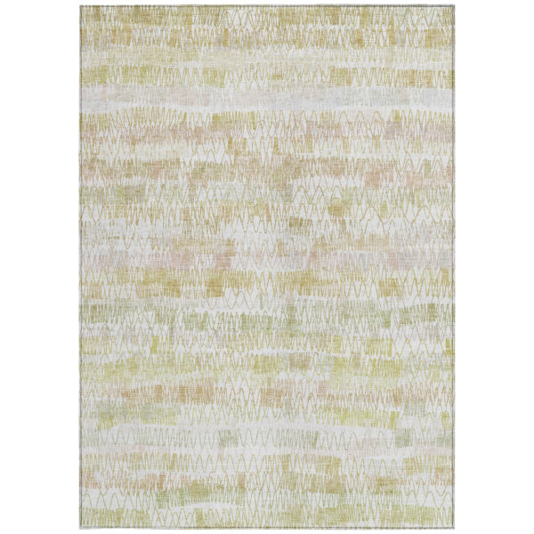 3' X 5' Gold Beige And Tan Striped Washable Indoor Outdoor Area Rug