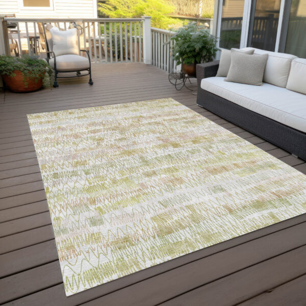3' X 5' Gold Beige And Tan Striped Washable Indoor Outdoor Area Rug