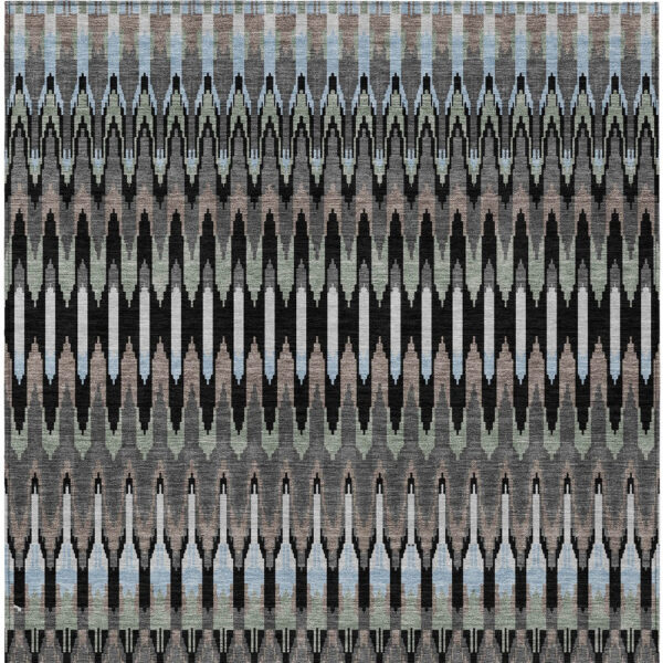 3' X 5' Black Gray And Blue Southwestern Washable Indoor Outdoor Area Rug