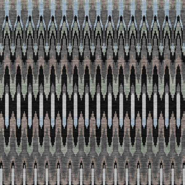 3' X 5' Black Gray And Blue Southwestern Washable Indoor Outdoor Area Rug