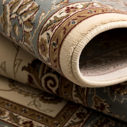 8’ x 11’ Cream and Blue Traditional Area Rug