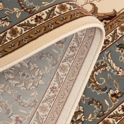 8’ x 11’ Cream and Blue Traditional Area Rug