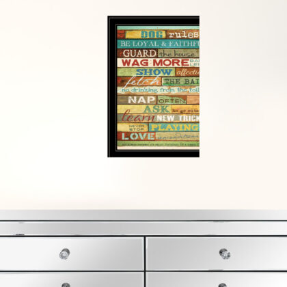 Dog Rules 7 Black Framed Print Wall Art