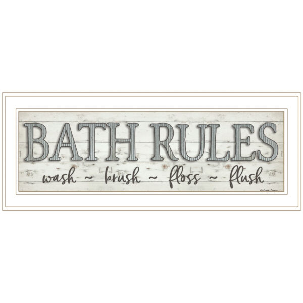 Bath Rules 1 White Framed Print Wall Art