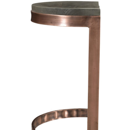 26" Gray and Copper Solid Wood and Iron Backless Counter Height Bar Chair